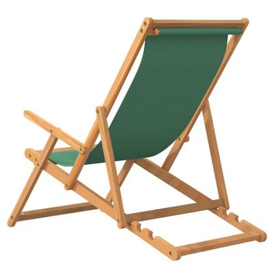 Strandstoel inklapbaar massief teakhout groen - thumbnail