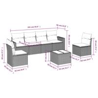 6-delige Loungeset met kussens poly rattan beige - thumbnail