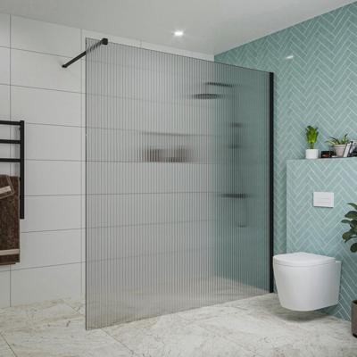 Fortifura Galeria inloopdouche - 180x200cm - ribbelglas - wandarm - mat zwart SW797957/SW797905