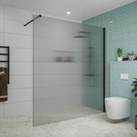 Fortifura Galeria inloopdouche - 180x200cm - ribbelglas - wandarm - mat zwart SW797957/SW797905 - thumbnail