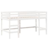 Halfhoogslaper met ladder en bedhuis grenenhout wit 90x200 cm - thumbnail