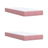 Boxspring met matras fluweel roze 200x200 cm - thumbnail