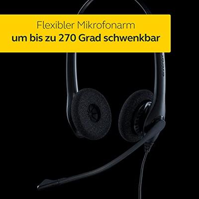 Jabra Biz 1500 QD On-ear stereo headset met snelkoppeling, kabelhoofdtelefoon met ruisonderdrukkende microfoon en volumepuntbescherming voor tafeltelefoons