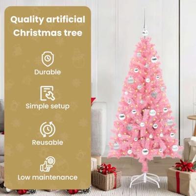 VidaXL Kerstboom met 150 led met standaard roze 150 cm pvc
