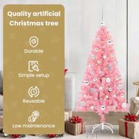 VidaXL Kerstboom met 150 led met standaard roze 150 cm pvc - thumbnail
