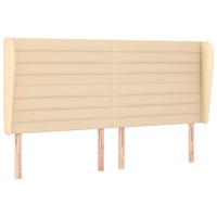 Hoofdbord met randen 163x23x118/128 cm stof crèmekleurig - thumbnail