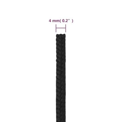 VidaXL Boottouw 4 mm 100 m polypropeen zwart VidaXL Boottouw 4 mm 100 m polypropeen zwart