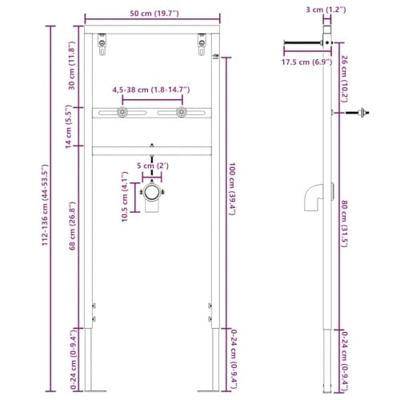 VidaXL Badkamer muursteun blauw 50 x 3 x 112 cm