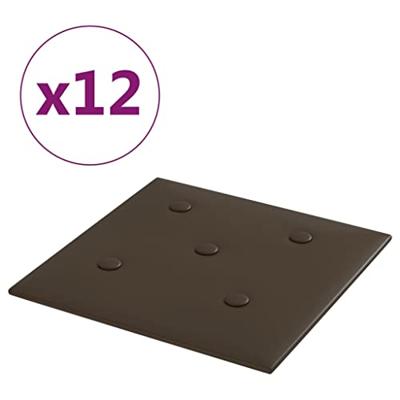 VidaXL Wandpanelen 12 st 1,08 m² 30x30 cm kunstleer bruin