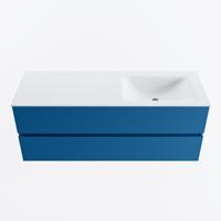 MONDIAZ VICA 130cm badmeubel onderkast Jeans 2 lades. Wastafel CLOUD rechts 1 kraangat, kleur Talc. - thumbnail