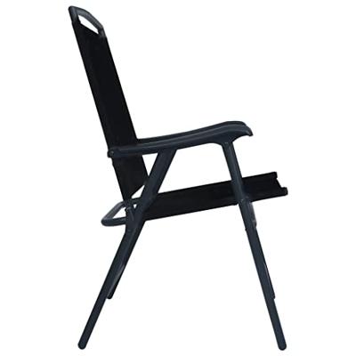 Tuinstoelen inklapbaar 2 st textileen zwart - thumbnail