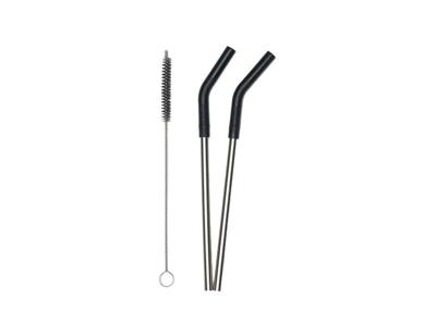 Klean Kanteen Rietjes - rvs - zwart - 2 stuks met borsteltje Klean Kanteen Rietjes - rvs - zwart - 2 stuks met borsteltje