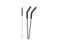 Klean Kanteen Rietjes - rvs - zwart - 2 stuks met borsteltje - thumbnail