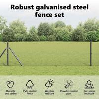 VidaXL Afrasteringspaal grijs 25 x 0,4 m (16 x 16 mm gaas) - thumbnail