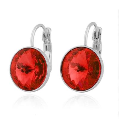 LGT JWLS Oorbellen Dames met Rode Glassteen en Zilveren Laag