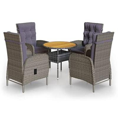 5-delige Bistroset poly rattan grijs