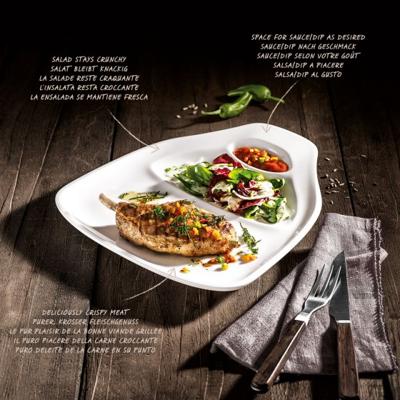 Villeroy & Boch BBQ Passion Steakbord, porselein, wit, 30 x 29 cm, groot