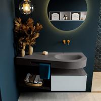 MONDIAZ RIVA 120cm badmeubel onderkast / planchet kleur Clay met 1 lade. Wastafel DULCET rechts 0 kraangaten kleur Dark_Grey. - thumbnail