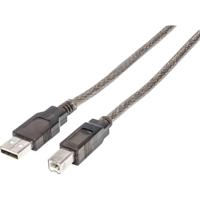 Manhattan 152389 USB-kabel USB 2.0 USB-A stekker, USB-B stekker 15.00 m Zwart Rond, Met LED - thumbnail