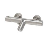 BWS Badkraan Thermostatisch Londen Badkraan h.o.h. 15 cm Geborsteld Staal - thumbnail