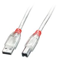 Linekabel USB 2.0 type A/B, transparant, 5 m - thumbnail