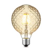 Edison Vintage LED filament lichtbron Globe - Amber - G95 Deco - Retro LED lamp - 9.5/9.5/13.5cm - geschikt voor E27 fitting - Dimbaar - 4W 400lm 2700K - warm wit licht - thumbnail