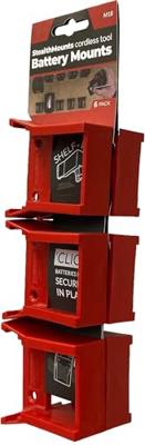 Stealthmounts Batterijhouders voor Milwaukee M18 18v | Rood | 6 stuks - BM-MW18-RED-6 Stealthmounts Batterijhouders voor Milwaukee M18 18v | Rood | 6 stuks - BM-MW18-RED-6