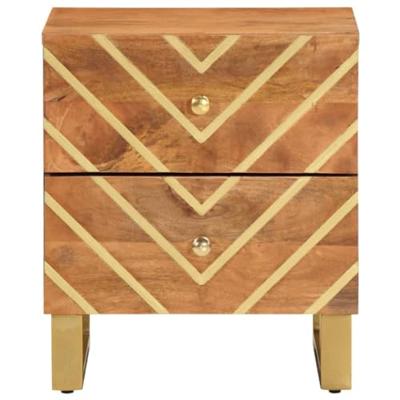 Nachtkastje massief mangohout bruin en zwart Nachtkastje massief mangohout bruin en zwart