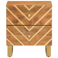 Nachtkastje massief mangohout bruin en zwart - thumbnail