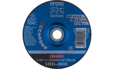 PFERD TOOLS 62100180 E 180-4,1 CERAMIC SGP STEELOX Afbraamschijf gebogen Diameter 180 mm Boordiameter 22.23 mm RVS, Staal 10 stuk(s)