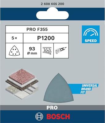 Bosch Accessories Best for Stone 2608605200 Deltaschuurpapier Met klittenband, Geperforeerd Korrelgrootte (num) 1200 Hoekmaat 93 mm 5 stuk(s) - thumbnail