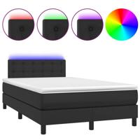 Boxspring met matras en LED kunstleer zwart 120x200 cm - thumbnail