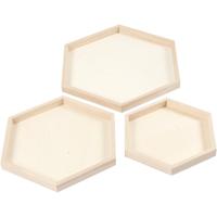 Creativ Company Houten dienbladen divers, set van 3 - thumbnail