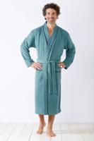 Blauwe badstof herenbadjas van Hajo - thumbnail