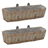 VidaXL Balkonbakken 2 st 60 cm wicker met pe-voering - thumbnail