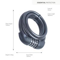 Fietskabel met cijferslot -YCC0/10/180/2 Zwart - thumbnail