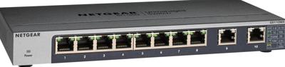 NETGEAR GS110MX 10-poorts Gigabit/10G Ethernet LAN unmanaged switch (met 2x 10G/multi-gig, desktop- of rekmontage met ProSAFE levenslange garantie) zwart, grijs
