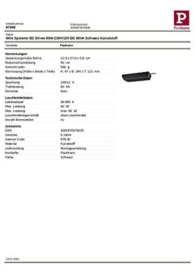 Paulmann Wire Systems 97840 12V-kabelsysteemcomponenten Trafo Zwart Paulmann Wire Systems 97840 12V-kabelsysteemcomponenten Trafo Zwart
