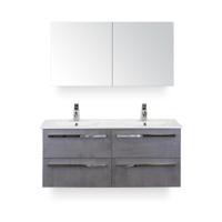 Seville Badmeubelset 120 cm - 4 laden Beton Antrac - Keramische Wastafel Wit Enjoy - met Spiegelkast - thumbnail