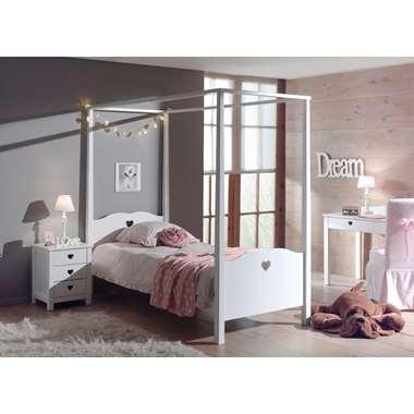 Vipack hemelbed Amori met nachtkastje - wit - Leen Bakker