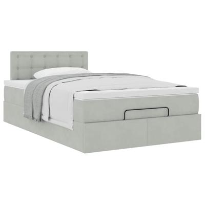 Ottoman bed met matras 200x200 cm fluweel lichtgrijs