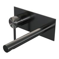 Brauer Stripe inbouw wastafelmengkraan met rechte uitloop en afdekplaat model A2 gunmetal geborsteld PVD - thumbnail