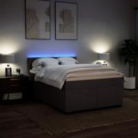 Boxspring met matras stof donkerbruin 140x200 cm - thumbnail
