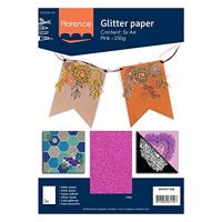 Florence • glitterpapier 250g a4 roze 5x - thumbnail