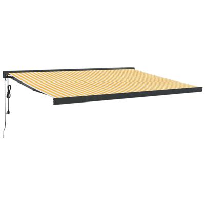 Luifel uittrekbaar 4,5x3 m stof en aluminium geel en wit