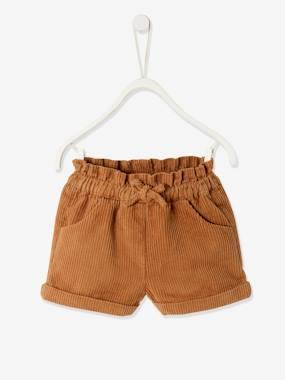 Corduroy short voor meisjesbaby hazelnoot