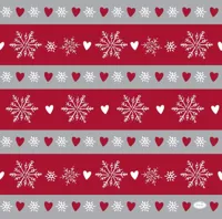 Duni dunilin servet winter flakes hearts 40x40cm grijs, rood 12 stuks - thumbnail
