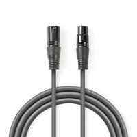 Nedis COTH15010GY05 Gebalanceerde Xlr-audiokabel Xlr 3-pins Male - Xlr 3-pins Female 0,5 M Grijs - thumbnail