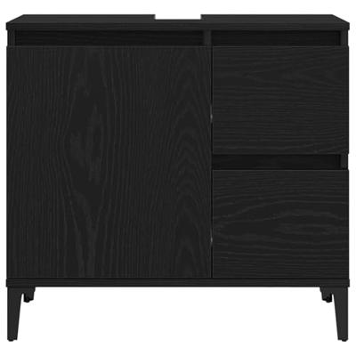 Badkamerkast met lade Zwart Eiken 65 x 33 x 60 cm Bewerkt hout
