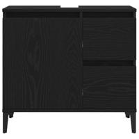 Badkamerkast met lade Zwart Eiken 65 x 33 x 60 cm Bewerkt hout - thumbnail